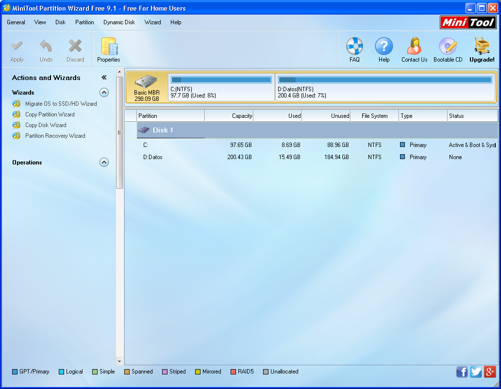 Dividir nuestro disco duro con Partition Wizard