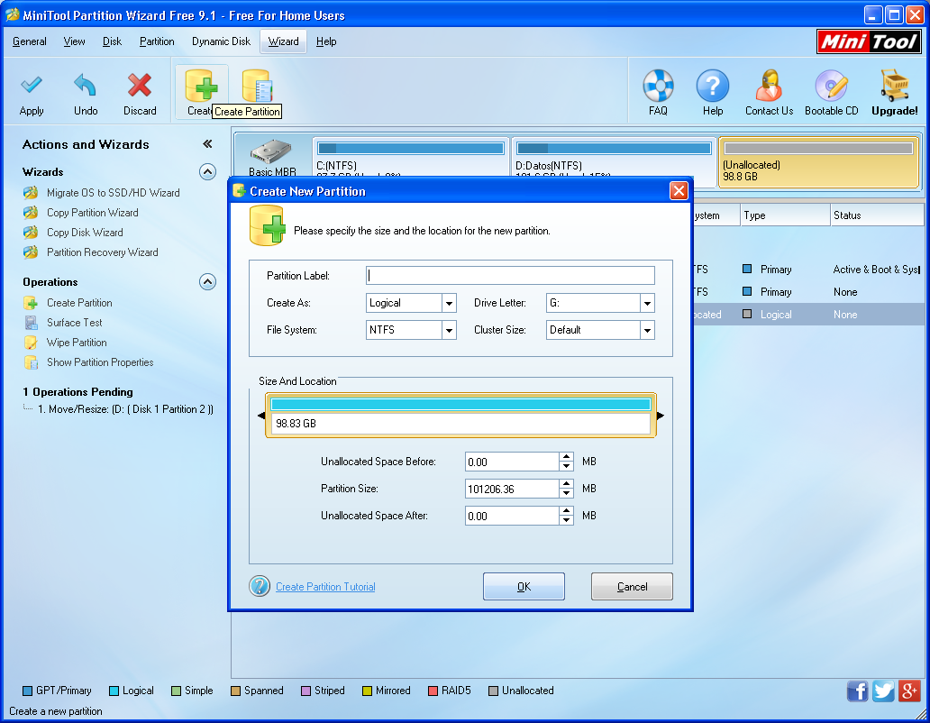 Dividir nuestro disco duro con Partition Wizard