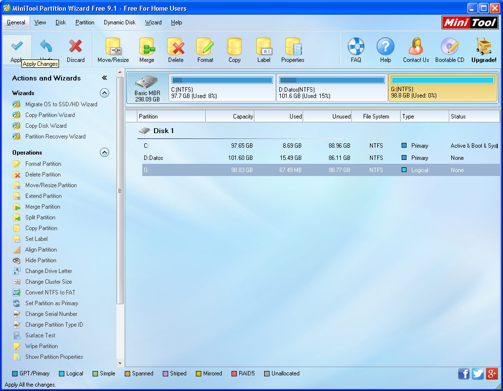 Dividir nuestro disco duro con Partition Wizard