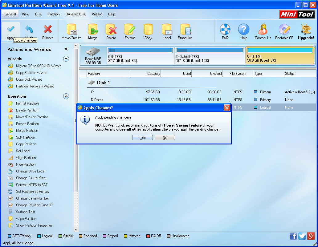 Dividir nuestro disco duro con Partition Wizard