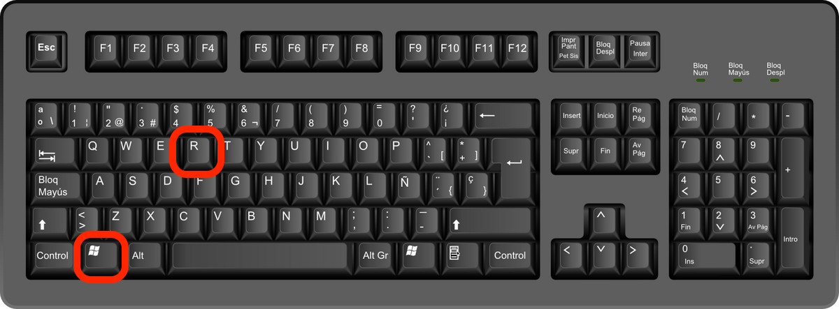 Teclas para abrir menu ejecutar Windows